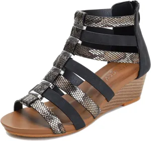 Scaoruki Women Gladiator Sandals Retro Wedge Heel