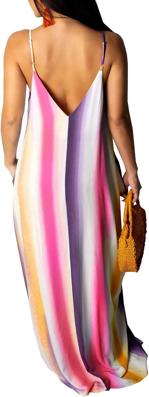 SheKiss 2025 Women's Casual Summer Floral Long Maxi Dresses Floor Length Sleeveless Plus Size Sundresses