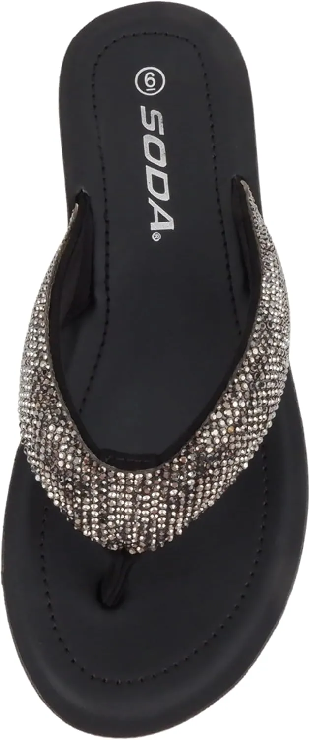 Soda Auroy ~ Women Open Toe Rhinestone Flip Flop Sandals