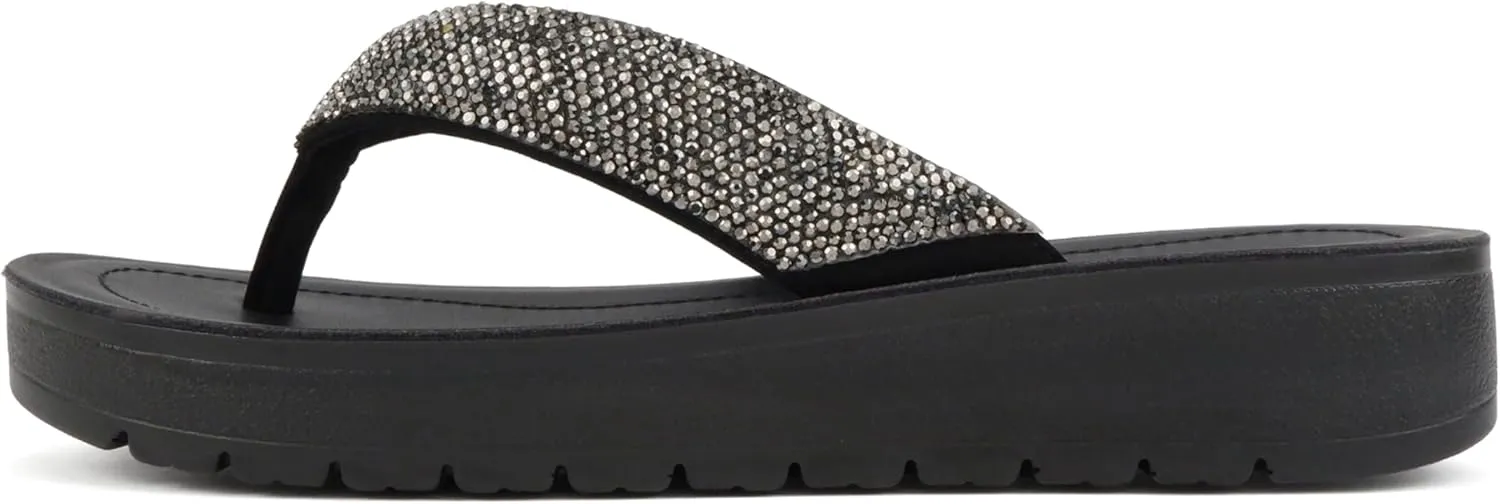 Soda Auroy ~ Women Open Toe Rhinestone Flip Flop Sandals