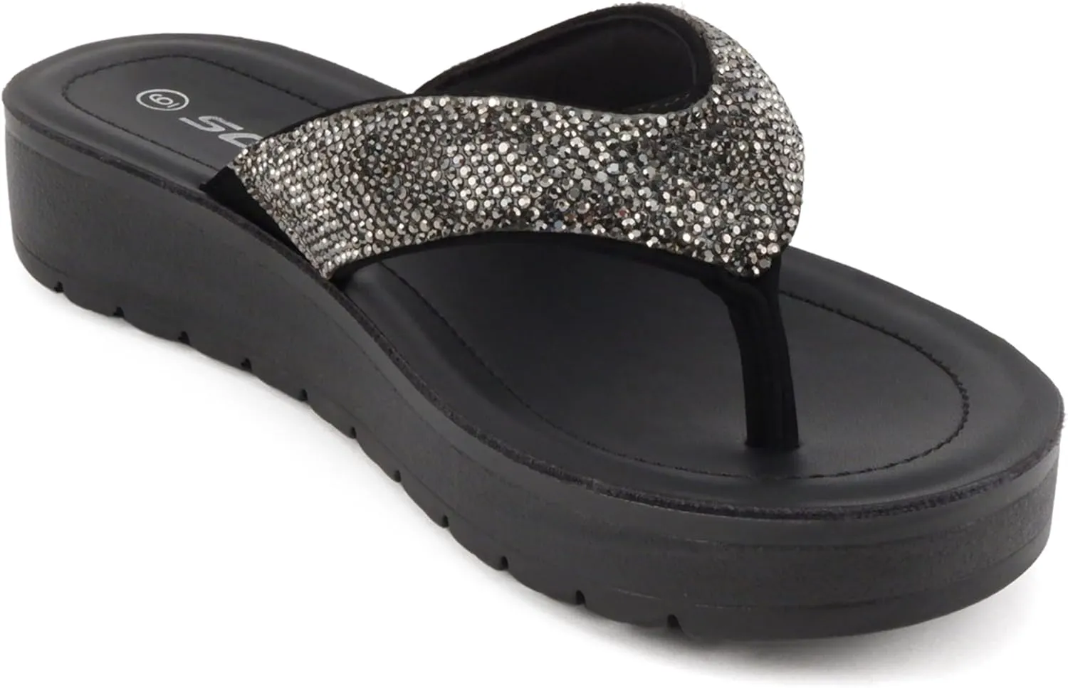 Soda Auroy ~ Women Open Toe Rhinestone Flip Flop Sandals
