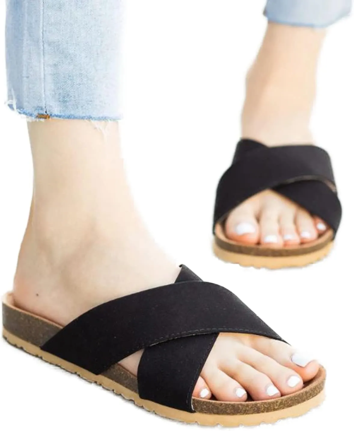 Soda Shoes Women Sandals Footbed Criss Cross Band Strap Flip Flops Midge-S