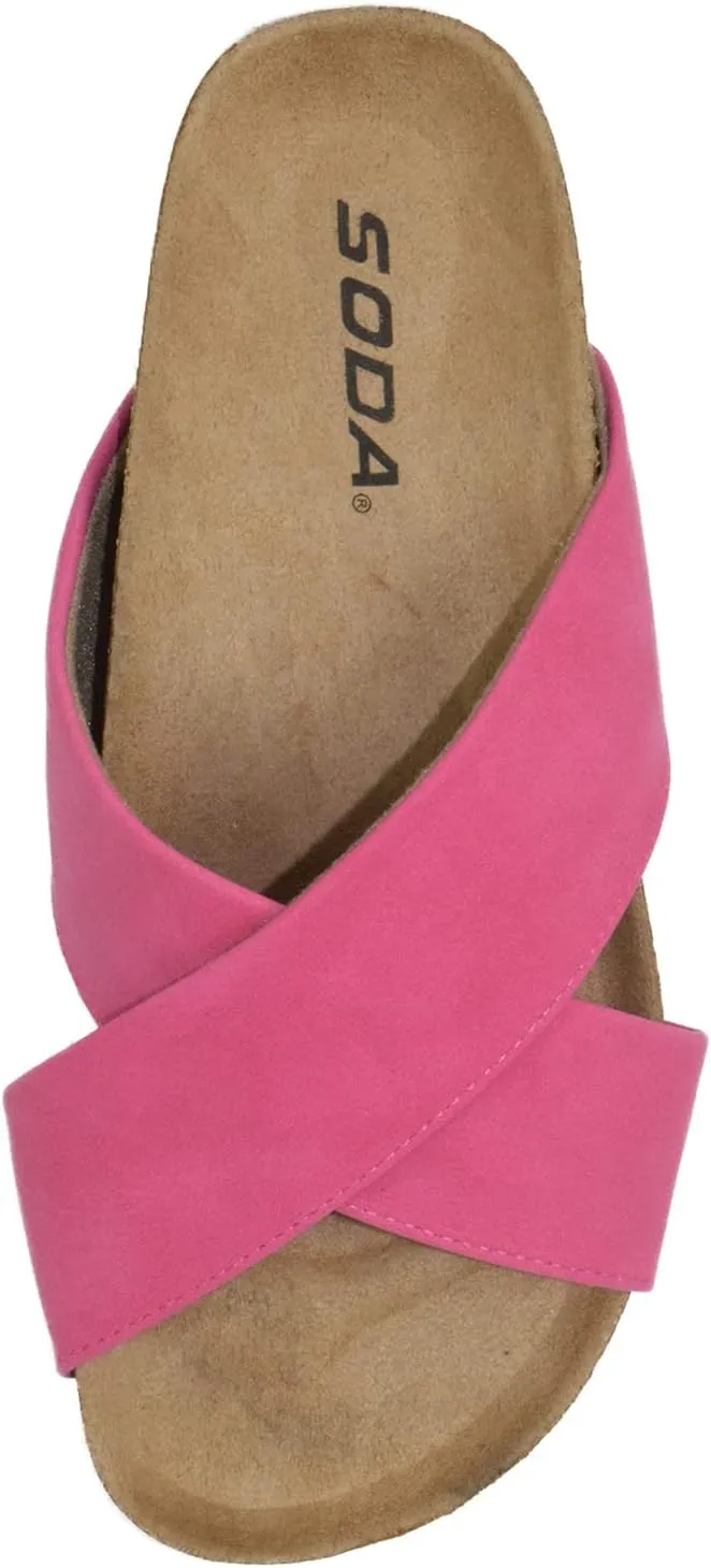 Soda Shoes Women Sandals Footbed Criss Cross Band Strap Flip Flops Midge-S
