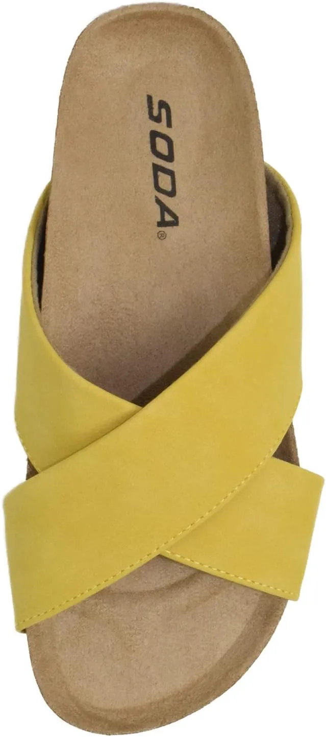 Soda Shoes Women Sandals Footbed Criss Cross Band Strap Flip Flops Midge-S