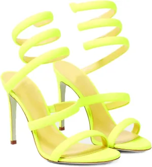 Strappy Heeled Sandals Spiral Ankle Wrap Strap Stilletos Sexy High Heel Gladiator Party Shoes Open Round Toe Lace Up Dressy Pumps