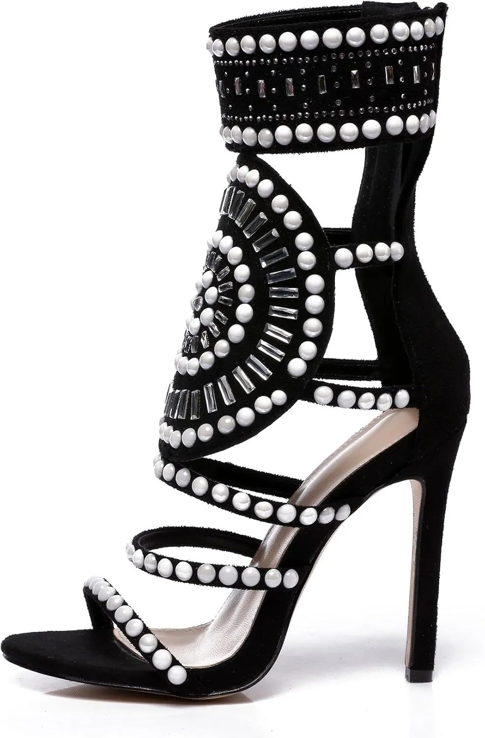 Strappy High Stiletto Heel Dress Gladiator Peep Toe Sandals Apricot Color