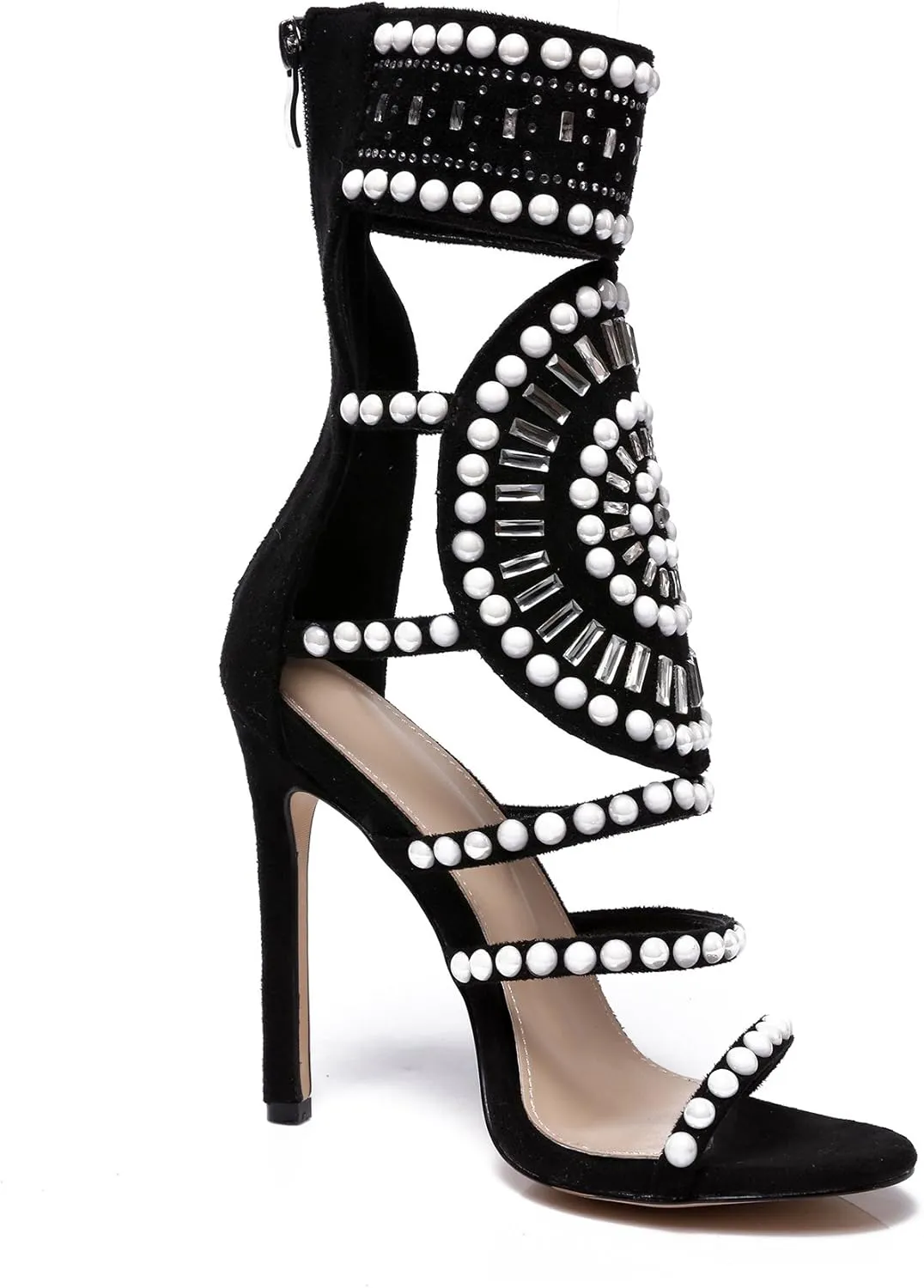 Strappy High Stiletto Heel Dress Gladiator Peep Toe Sandals Apricot Color
