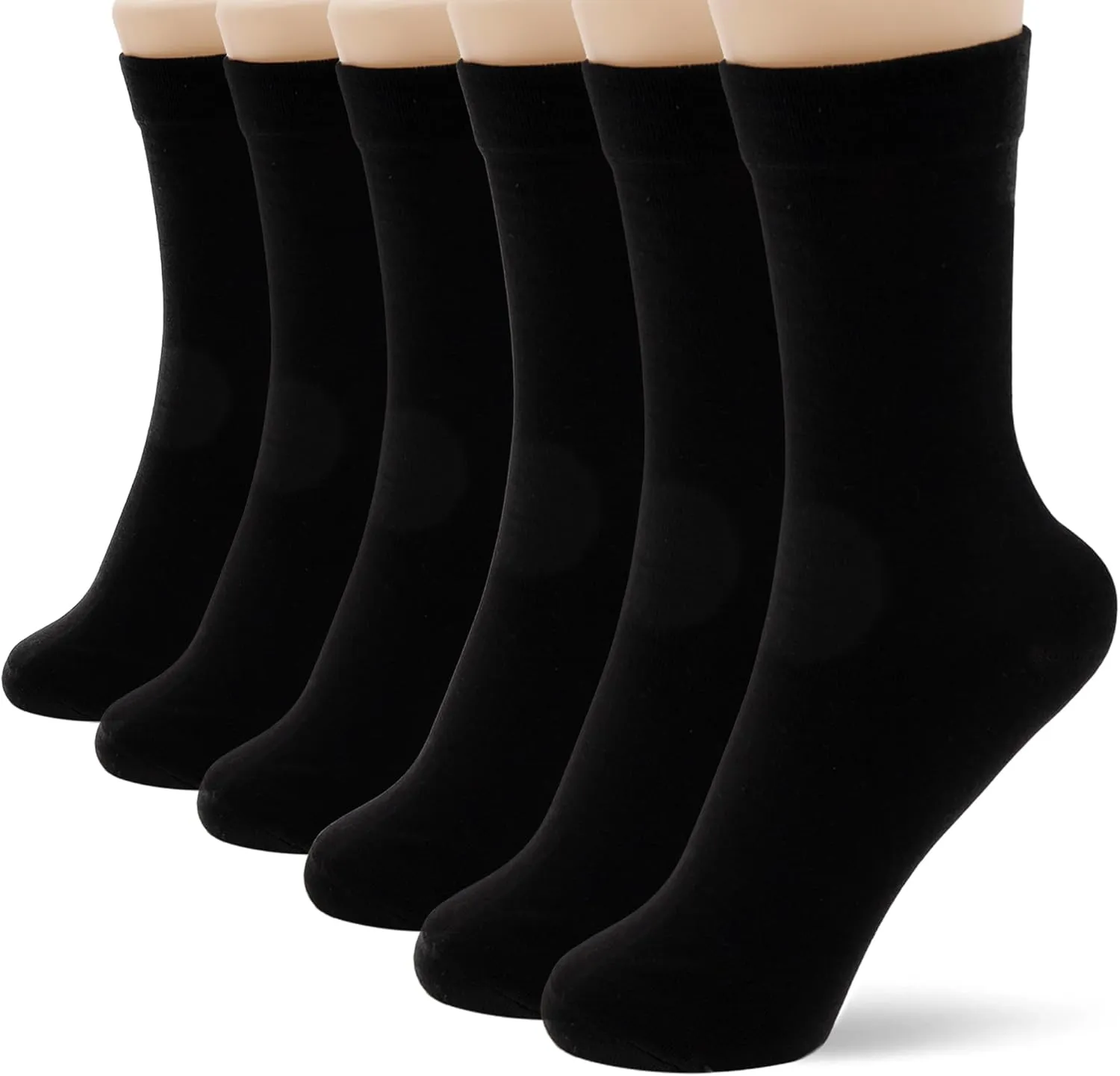 Thin Crew Socks for Women - Dress Socks - Soft Cotton Socks - Crew Socks for Business Trouser Casual 3-6 Pairs