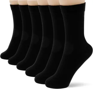 Thin Crew Socks for Women - Dress Socks - Soft Cotton Socks - Crew Socks for Business Trouser Casual 3-6 Pairs
