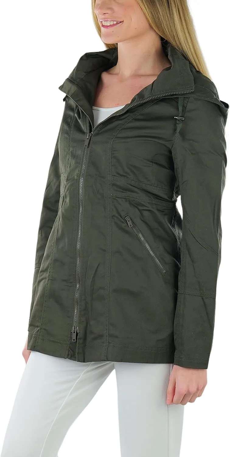 ToBeInStyle Women's Lightweight Fully Lined Anorak Jacket Quilted Coat w/Drawstring Waist & Zipper