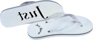 WEDDINGSTAR Just Married Wedding Favor Flip Flops - Black and White Honeymoon Sandals