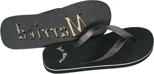 WEDDINGSTAR Just Married Wedding Favor Flip Flops - Black and White Honeymoon Sandals