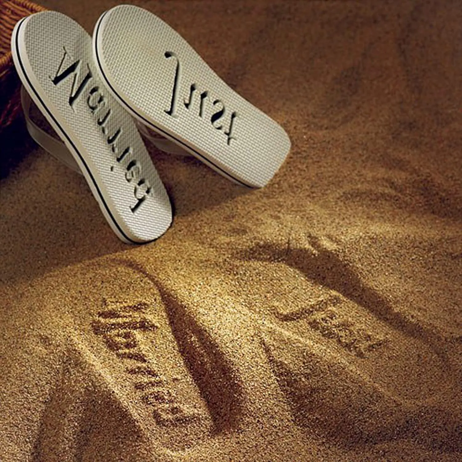 WEDDINGSTAR Just Married Wedding Favor Flip Flops - Black and White Honeymoon Sandals