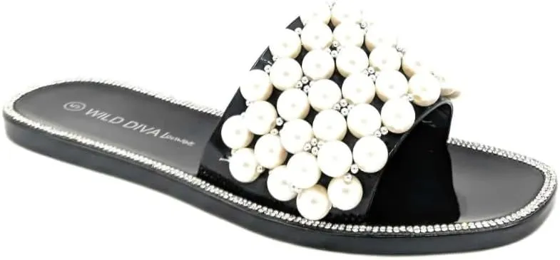 Wild Diva Womens Jelly flip Flop Rhinestone Slippers Sandals
