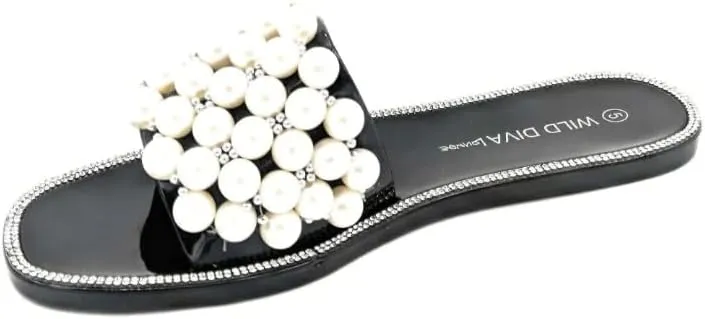 Wild Diva Womens Jelly flip Flop Rhinestone Slippers Sandals