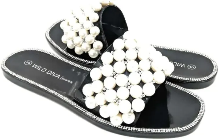 Wild Diva Womens Jelly flip Flop Rhinestone Slippers Sandals