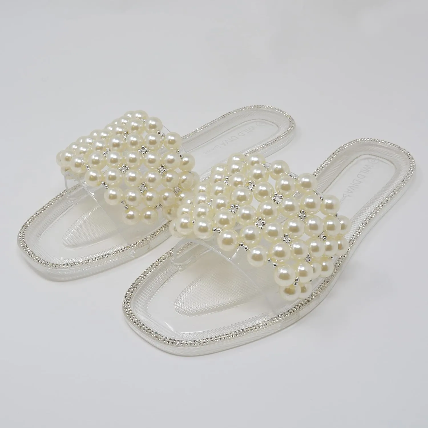 Wild Diva Womens Jelly flip Flop Rhinestone Slippers Sandals