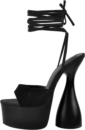 Women's Chunky Platform Heels Lace-Up Gladiator High Heel Sandals