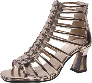 Women's Fashion Open Toe Gladiator Chunky Heel Sandals Hollow Strap Back Zipper Roman Sandals Business Masquerade Birthday Party High Heels