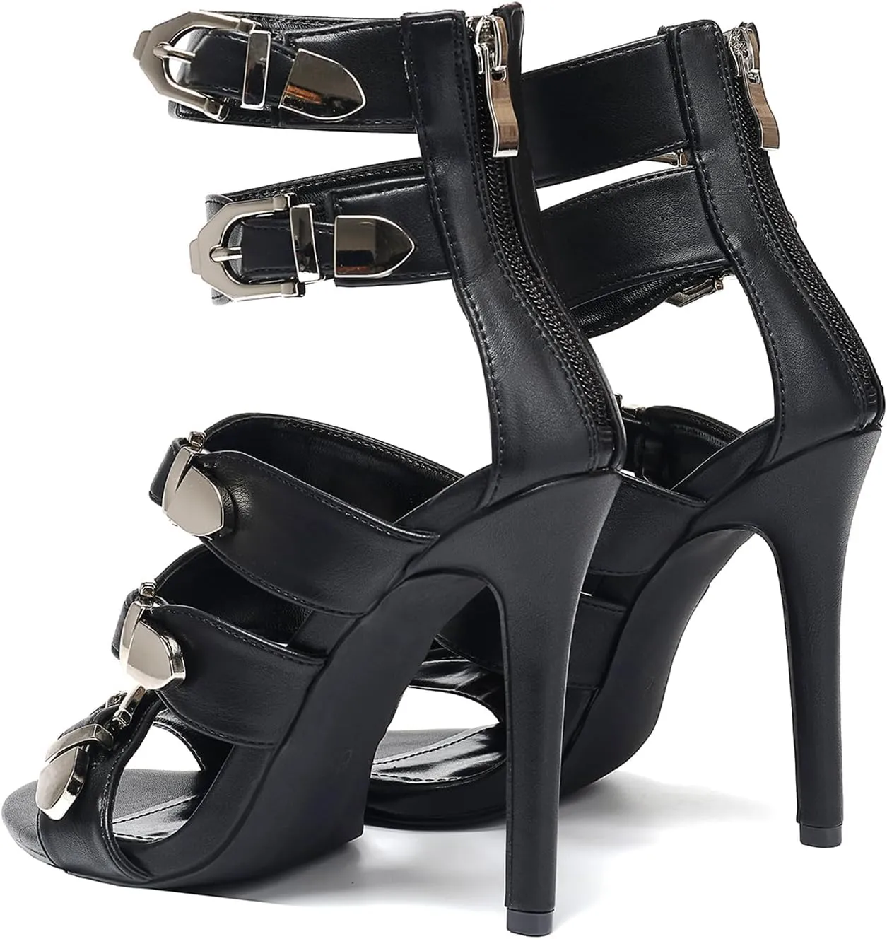 Women's High Heel Sandals 4.3IN Stiletto Oblique Heels, Open Toe, Ankle Strap with Locking Buckle, Gladiator Style for Party, Wedding, Nightclub, Crossdresser-Friendly