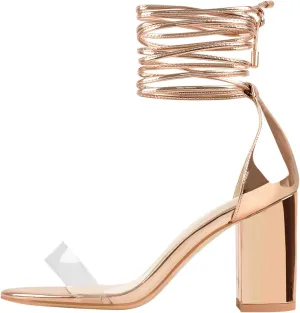 Women's Lace Up Chunky Low Heel Gladiator Sandals