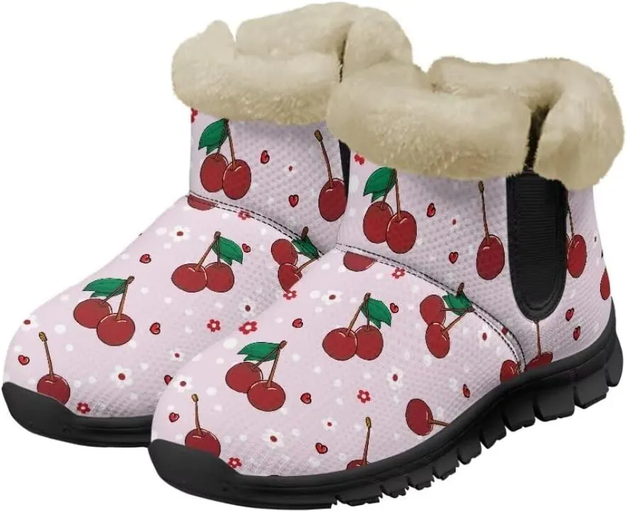 Womens Snow Boots Fur Lined Warm Booties Winter Shoes Anti-Skid Lightweight Ankle Boots Casual Wear