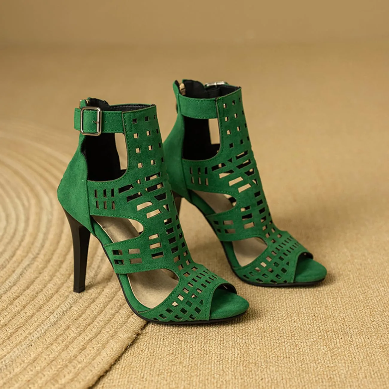 Womens Stiletto Heel Sandals Back Zipper Gladiator High Heel Sandals