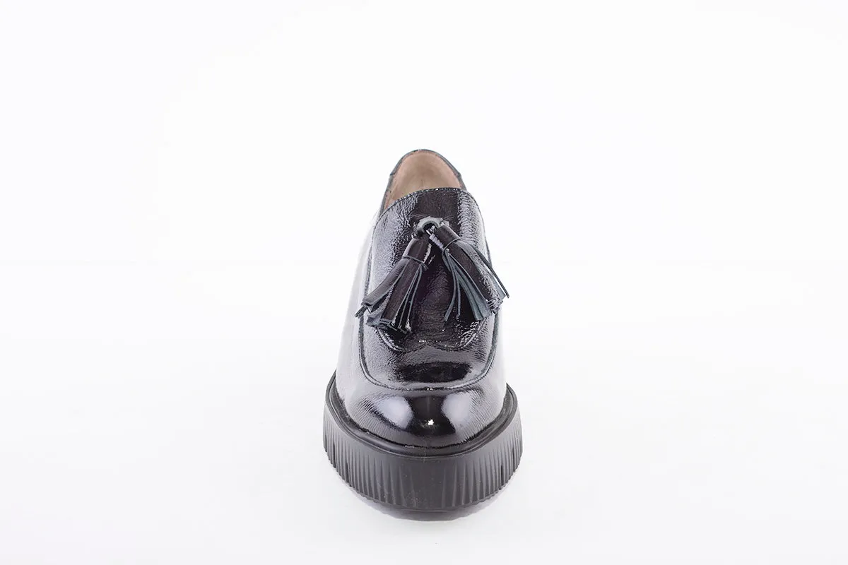 WONDERS - E-6221 CHUNKY FLAT SHOE - BLACK PATENT