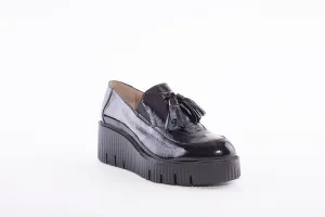 WONDERS - E-6221 CHUNKY FLAT SHOE - BLACK PATENT