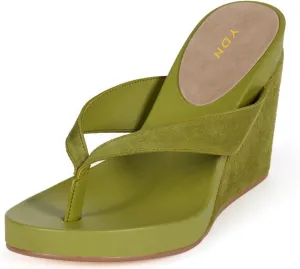 YDN Women's Wedge Heel Flip Flops Sandals Open Round Toe High Heels Slip On Dressy Party Thong Shoes Size 4-16 US